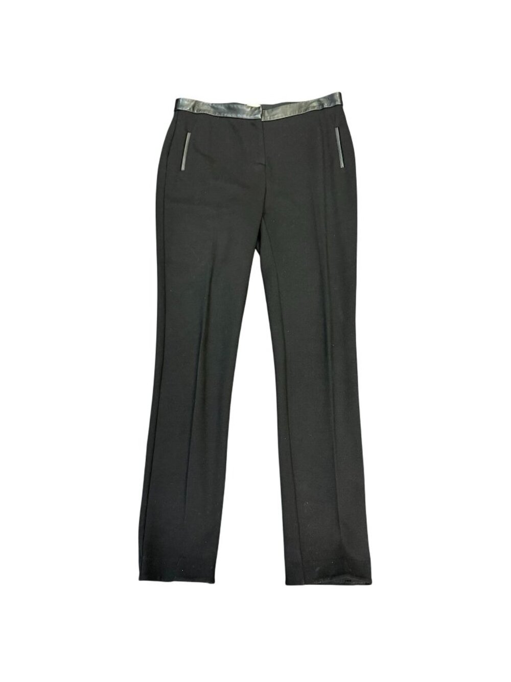Reiss Black Pants With Faux Leather Accents 8